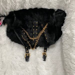 Bcbg black fur crossbody bag (rabbit fur)